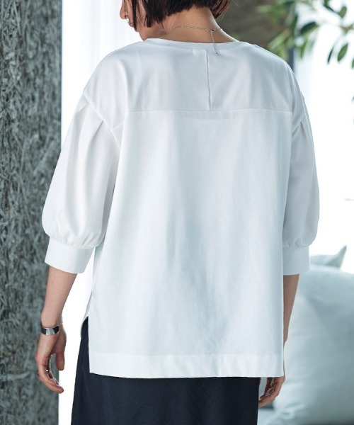 RASW（ラス）の「RASW　GIZAボリュームスリーブTシャツ（Tシャツ/カットソー・レディース・オフホワイト/ブラック/グレイッシュベージュ・M/L）」の12枚目の写真