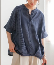 n'OrLABEL | 『バンドカラー裾タックシャツ』(シャツ/ブラウス)