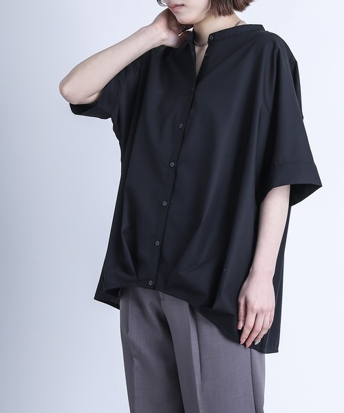 n'OrLABEL(ノアールレーベル)の「『バンドカラー裾タックシャツ』(シャツ/ブラウス・レディース・ブラック/オフホワイト/ミント/ネイビー/ベージュ・FREE)」の19枚目の写真