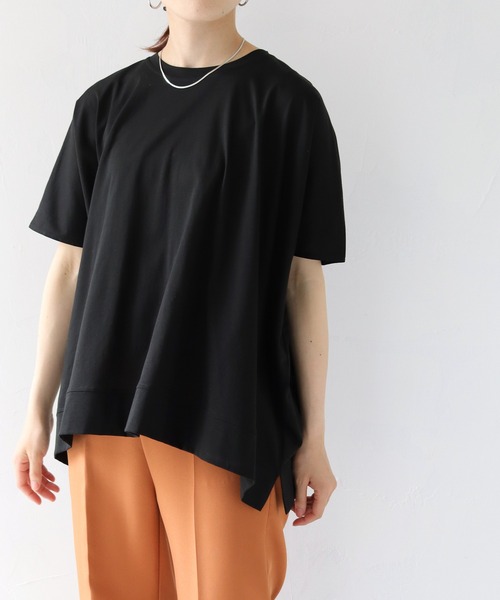 HER CLOSET(ハークローゼット)の「【shemoshelly】シルケットポンチョライクカットソーTシャツ(Tシャツ/カットソー・レディース・オフホワイト/ブラック/チャコールグレー/グレイッシュベージュ・M)」の3枚目の写真