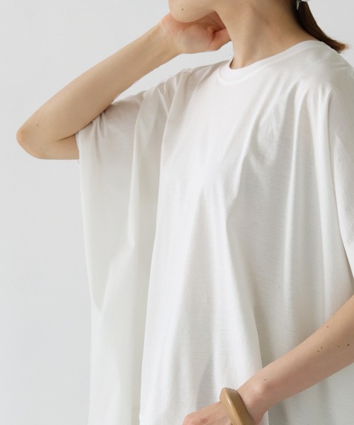 HER CLOSET(ハークローゼット)の「【shemoshelly】シルケットポンチョライクカットソーTシャツ(Tシャツ/カットソー・レディース・オフホワイト/ブラック/チャコールグレー/グレイッシュベージュ・M)」の9枚目の写真