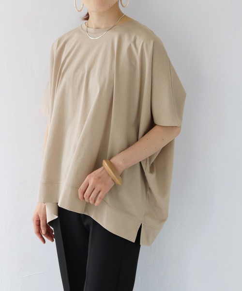 HER CLOSET(ハークローゼット)の「【shemoshelly】シルケットポンチョライクカットソーTシャツ(Tシャツ/カットソー・レディース・オフホワイト/ブラック/チャコールグレー/グレイッシュベージュ・M)」の19枚目の写真