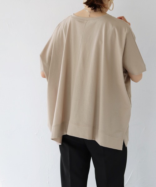 HER CLOSET(ハークローゼット)の「【shemoshelly】シルケットポンチョライクカットソーTシャツ(Tシャツ/カットソー・レディース・オフホワイト/ブラック/チャコールグレー/グレイッシュベージュ・M)」の15枚目の写真