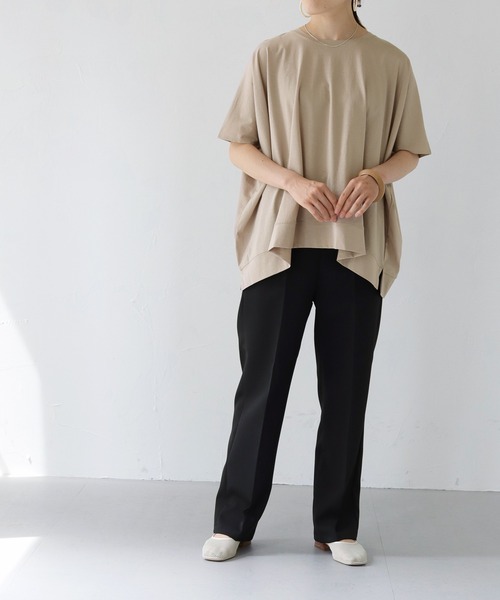 HER CLOSET(ハークローゼット)の「【shemoshelly】シルケットポンチョライクカットソーTシャツ(Tシャツ/カットソー・レディース・オフホワイト/ブラック/チャコールグレー/グレイッシュベージュ・M)」の7枚目の写真