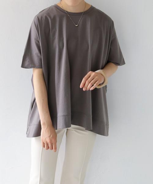 HER CLOSET(ハークローゼット)の「【shemoshelly】シルケットポンチョライクカットソーTシャツ(Tシャツ/カットソー・レディース・オフホワイト/ブラック/チャコールグレー/グレイッシュベージュ・M)」の14枚目の写真