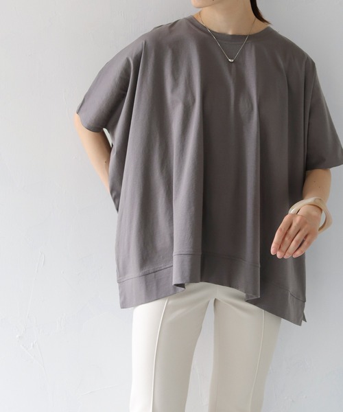 HER CLOSET(ハークローゼット)の「【shemoshelly】シルケットポンチョライクカットソーTシャツ(Tシャツ/カットソー・レディース・オフホワイト/ブラック/チャコールグレー/グレイッシュベージュ・M)」の22枚目の写真