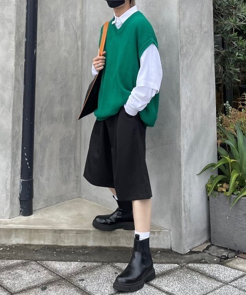 Chikashitsu +(チカシツプラス)の「【Chikashitsu +/チカシツプラス】pin tuck shorts/ピンタック ショートパンツ ハーフパンツ ショーツ(その他パンツ・メンズ・グレー/ベージュ/ブラック・S/L/M)」の13枚目の写真