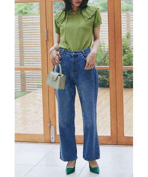 &. NOSTALGIA（アンドドットノスタルジア）の「フレアデニムパンツ（デニムパンツ・レディース・インディゴブルー/ダークインディゴブルー・FREE）」の4枚目の写真