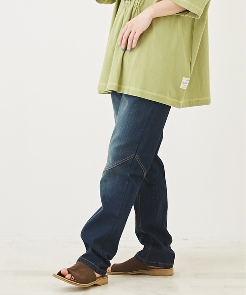 CUBE SUGAR（キューブシュガー）の「WEB限定ウエストリブデニムサルエルパンツ（デニムパンツ・レディース・インディゴブルー/ライトブルー/ワンウォッシュ・M/L/LL）」の14枚目の写真