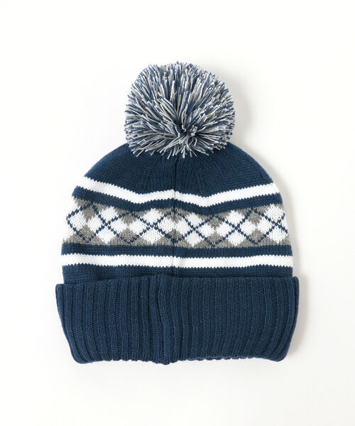 BEAMS（ビームス）の「BEAMS / ボンボンアーガイルワッチキャップ（ニットキャップ/ビーニー・メンズ・ブルー/ブラック/グリーン/ネイビー・ONE SIZE）」の14枚目の写真