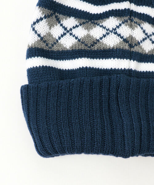 BEAMS（ビームス）の「BEAMS / ボンボンアーガイルワッチキャップ（ニットキャップ/ビーニー・メンズ・ブルー/ブラック/グリーン/ネイビー・ONE SIZE）」の15枚目の写真