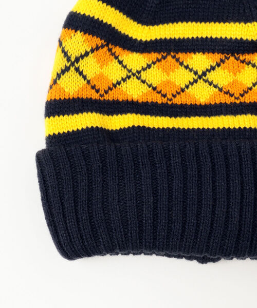 BEAMS（ビームス）の「BEAMS / ボンボンアーガイルワッチキャップ（ニットキャップ/ビーニー・メンズ・ブルー/ブラック/グリーン/ネイビー・ONE SIZE）」の17枚目の写真