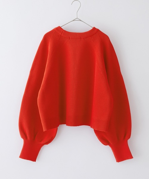 BONLECILL（ボンルシール）の「ラグランボリュームスリーブ クロップドニットプルオーバー（ニット/セーター・レディース・パープル/レッド/モスグリーン/アイボリー/ブラック/ブルー/ブラウン/ブラック系1・FREE）」の17枚目の写真