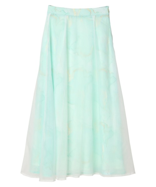 DURAS（デュラス）の「ニュアンス柄シアーフレアスカート（スカート・レディース・ホワイト/グリーン・FREE）」の7枚目の写真