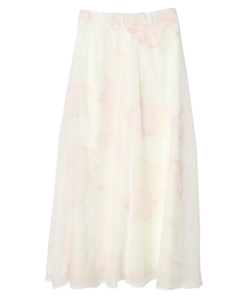 DURAS（デュラス）の「ニュアンス柄シアーフレアスカート（スカート・レディース・ホワイト/グリーン・FREE）」の8枚目の写真