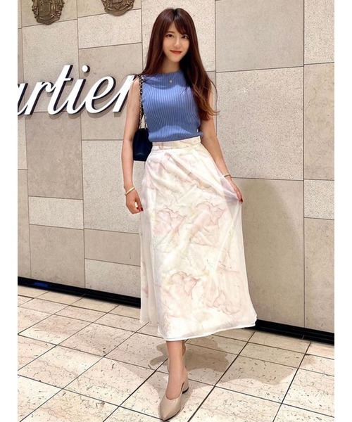 DURAS（デュラス）の「ニュアンス柄シアーフレアスカート（スカート・レディース・ホワイト/グリーン・FREE）」の16枚目の写真