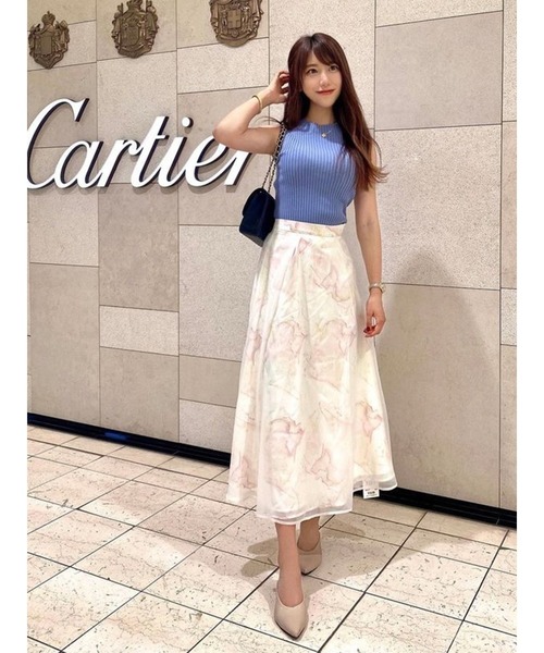 DURAS（デュラス）の「ニュアンス柄シアーフレアスカート（スカート・レディース・ホワイト/グリーン・FREE）」の17枚目の写真