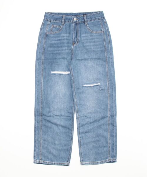 Auntie Rosa（アンティローザ）の「ダメージストレートデニムパンツ（デニムパンツ・レディース・ブルー・LARGE）」の7枚目の写真
