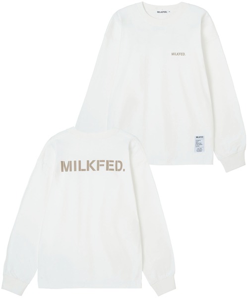 MILKFED.（ミルクフェド）の「BASIC STENCIL WIDE L/S TEE（Tシャツ/カットソー・レディース・ライトピンク/ベージュ/オフホワイト/ブラック/ライトグレー/ライトブルー/ホワイト・S/M/L/XL）」の3枚目の写真