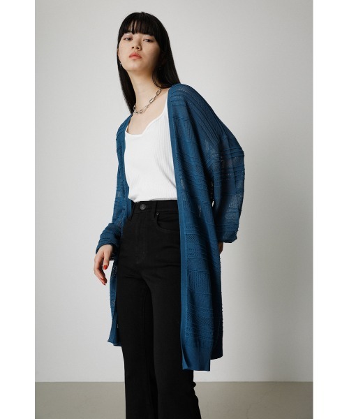 【ネイビー】シャドー ボーダー アーガイル カーディガン AZUL by moussy（アズールバイマウジー）の「SHADOW BORDER KNIT