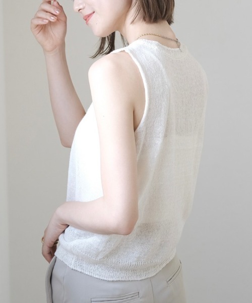 Reurie'（レウリィ）の「ノースリーブサマーリネンニット（その他トップス・レディース・アイボリー・FREE）」の9枚目の写真