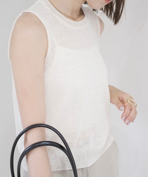 Reurie'（レウリィ）の「ノースリーブサマーリネンニット（その他トップス・レディース・アイボリー・FREE）」の13枚目の写真