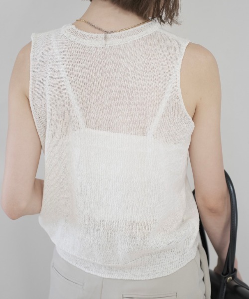 Reurie'（レウリィ）の「ノースリーブサマーリネンニット（その他トップス・レディース・アイボリー・FREE）」の3枚目の写真