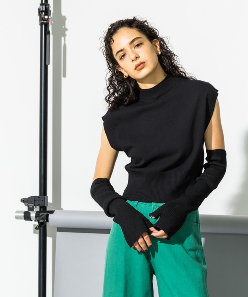 koe（コエ）の「【アースカラー】ニットベスト*（ニット/セーター・レディース・アイボリー/ブラック/テラコッタ/ダークブラウン・FREE）」の3枚目の写真