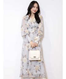 ぼかしフラワーレディーカシュクールワンピース