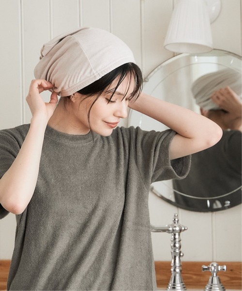 sleeping.com（スリーピングドットコム）の「オリジナルの香り付き素材 ゆるふわパイルカットソーナイトキャップ（その他ルームウェア・レディース・ベージュ/オリーブ・FREE）」の3枚目の写真