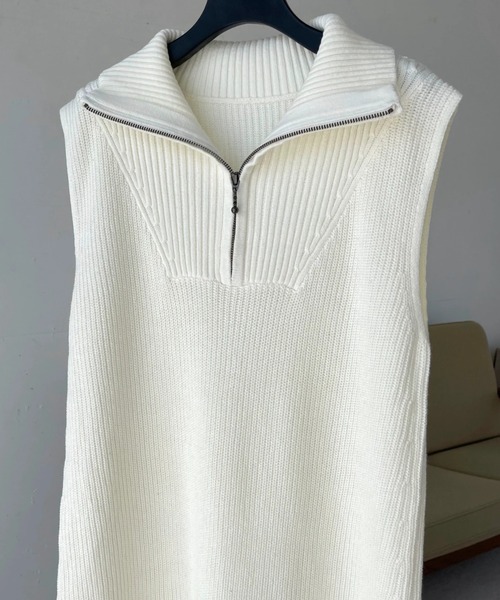 WILLFULLY（ウィルフリー）の「no sleeve front half zip knit OP