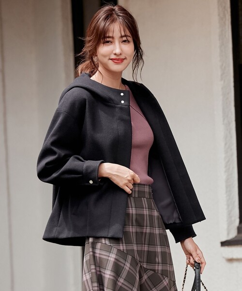 ANY SIS（エニィスィス）の「ウールライクショート アウター（その他アウター・レディース・黄土色系/アイボリー系/ネイビー系・4）」の3枚目の写真