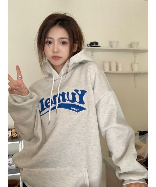 【ヒデ 】STONE  SHADOW パーカー スウェット セール】韓国風ビッグシルエット フーディー カレッジロゴ スウェット