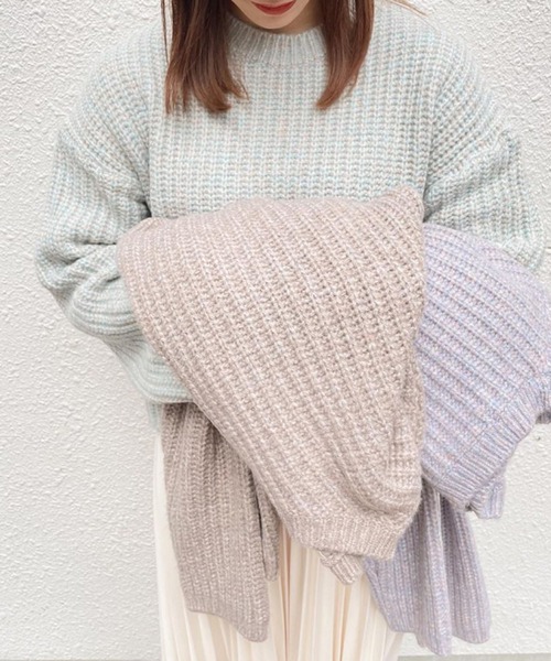 ミックス畦編みクロップドニット（ニット/セーター）｜Isn't She