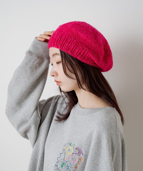 Kastane（カスタネ）の「Cie mohair beret（ハンチング/ベレー帽・レディース・ピンク/ブラック/ブルー・FREE）」の3枚目の写真