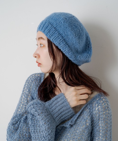 Kastane（カスタネ）の「Cie mohair beret（ハンチング/ベレー帽・レディース・ピンク/ブラック/ブルー・FREE）」の2枚目の写真