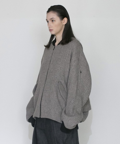 VOAAOV(ヴォアーブ)の「【VOAAOV】BISHU RECYCLE RIDGE WOOL Blouson(ブルゾン・メンズ・ブラック/ベージュ・1)」の3枚目の写真
