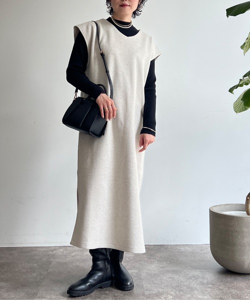 Chez toi(シェトワ)の「ニットプルオーバー×カフタンワンピース(ワンピース・レディース・アイボリー/チャコールグレー/ブラウン/オレンジ・FREE)」の6枚目の写真