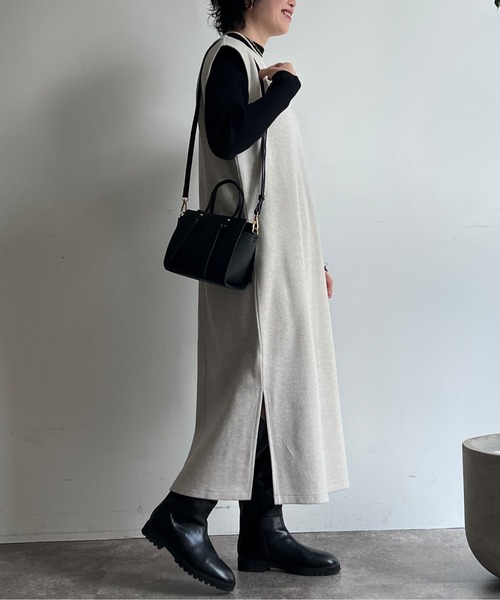 Chez toi(シェトワ)の「ニットプルオーバー×カフタンワンピース(ワンピース・レディース・アイボリー/チャコールグレー/ブラウン/オレンジ・FREE)」の9枚目の写真