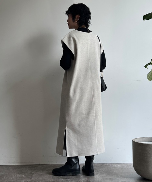 Chez toi(シェトワ)の「ニットプルオーバー×カフタンワンピース(ワンピース・レディース・アイボリー/チャコールグレー/ブラウン/オレンジ・FREE)」の10枚目の写真