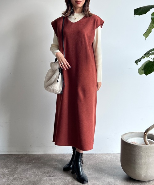 Chez toi(シェトワ)の「ニットプルオーバー×カフタンワンピース(ワンピース・レディース・アイボリー/チャコールグレー/ブラウン/オレンジ・FREE)」の17枚目の写真