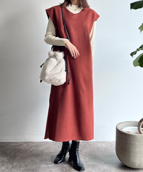 Chez toi(シェトワ)の「ニットプルオーバー×カフタンワンピース(ワンピース・レディース・アイボリー/チャコールグレー/ブラウン/オレンジ・FREE)」の16枚目の写真