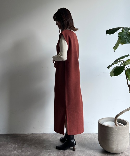 Chez toi(シェトワ)の「ニットプルオーバー×カフタンワンピース(ワンピース・レディース・アイボリー/チャコールグレー/ブラウン/オレンジ・FREE)」の22枚目の写真