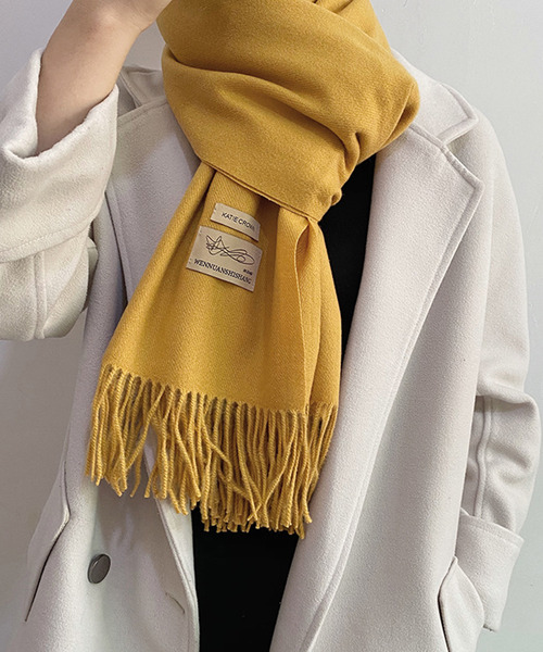 Girly Doll（ガーリードール）の「ウールフリンジマフラー（マフラー・レディース・パープル/ダークグリーン/ダークブラウン/エンジ/ベージュ/ブラウン/グレー/ライトグレー/ブラック/レッド/イエロー/カーキ/ピンク/アイボリー/ダークグレー/ボルドー/グリーン/ライトグリーン/ブルー/グレー系その他/ダークブルー/キャメル/ピンクベージュ/ダークオレンジ/ブルーグリーン・F）」の19枚目の写真