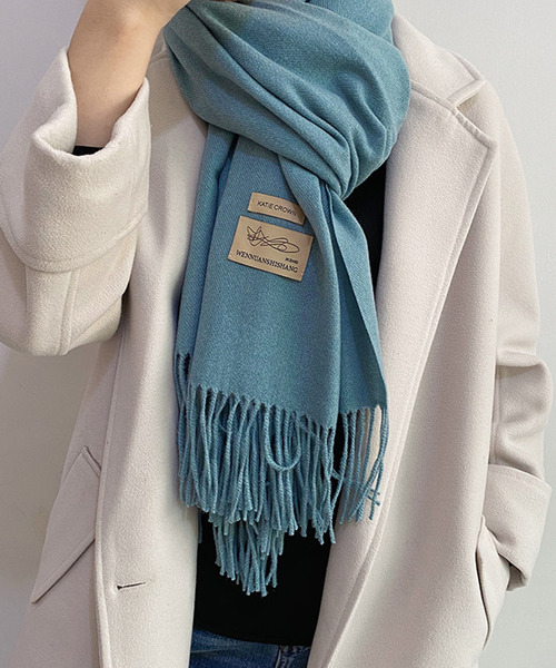 Girly Doll（ガーリードール）の「ウールフリンジマフラー（マフラー・レディース・パープル/ダークグリーン/ダークブラウン/エンジ/ベージュ/ブラウン/グレー/ライトグレー/ブラック/レッド/イエロー/カーキ/ピンク/アイボリー/ダークグレー/ボルドー/グリーン/ライトグリーン/ブルー/グレー系その他/ダークブルー/キャメル/ピンクベージュ/ダークオレンジ/ブルーグリーン・F）」の15枚目の写真