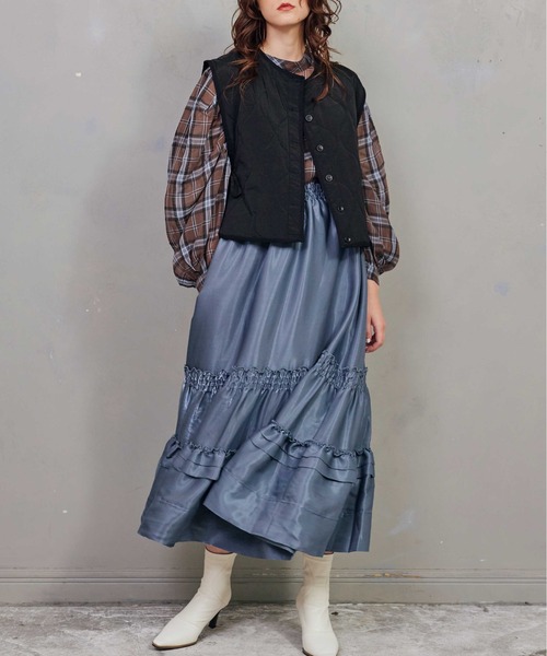 KOH.style（コースタイル）の「ボリューム袖チェックトップス（シャツ/ブラウス・レディース・ブラック/ブラウン/オフホワイト・FREE）」の14枚目の写真