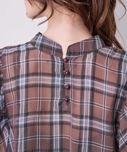 KOH.style（コースタイル）の「ボリューム袖チェックトップス（シャツ/ブラウス・レディース・ブラック/ブラウン/オフホワイト・FREE）」の15枚目の写真