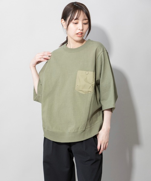 Munich（ミューニック）の「空紡糸ミニ裏毛ドルマンスリーブプルオーバー（スウェット・レディース・ライトカーキ/グレイッシュベージュ/アイボリー/ブラック・FREE）」の8枚目の写真