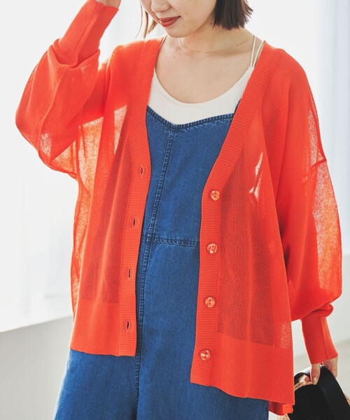 coen(コーエン)の「サラコVネックシアーニットカーディガン(カーディガン/ボレロ・レディース・ライトグレー/ベージュ/オレンジ/ケリー/ロイヤルブルー/ブラック・FREE)」の6枚目の写真