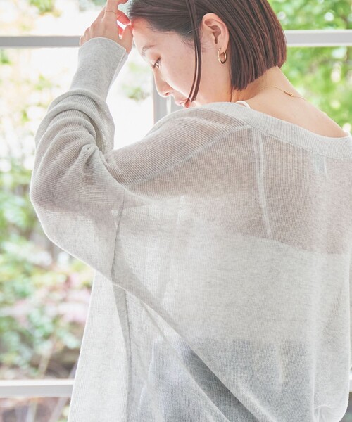 coen(コーエン)の「サラコVネックシアーニットカーディガン(カーディガン/ボレロ・レディース・ライトグレー/ベージュ/オレンジ/ケリー/ロイヤルブルー/ブラック・FREE)」の15枚目の写真